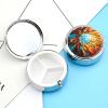 Round Pill Box with Mirror 3 Compartments Pill Organizer Portable Small Pill Case Weekly Orange and White Medecine Case for Purse, Pocket, Travel, Vitamin, Supplements view 3