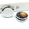 Round Pill Box with Mirror 3 Compartments Pill Organizer Portable Small Pill Case Weekly Orange and White Medecine Case for Purse, Pocket, Travel, Vitamin, Supplements view 4