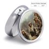 Round Pill Box with Mirror 3 Compartments Pill Organizer Portable Small Pill Case Weekly Sitting Monkey Medecine Case for Purse, Pocket, Travel, Vitamin, Supplements view 2