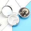 BTCOWZRV Round Pill Box with Mirror 3 Compartments Pill Organizer Portable Small Pill Case Weekly Cat Hugging in Water Medecine Case for Purse, Pocket, Travel, Vitamin, Supplements, Silver view 3