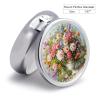 Round Pill Box with Mirror 3 Compartments Pill Organizer Portable Small Pill Case Weekly A White Vase Medecine Case for Purse, Pocket, Travel, Vitamin, Supplements view 2