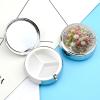 Round Pill Box with Mirror 3 Compartments Pill Organizer Portable Small Pill Case Weekly A White Vase Medecine Case for Purse, Pocket, Travel, Vitamin, Supplements view 3