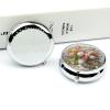 Round Pill Box with Mirror 3 Compartments Pill Organizer Portable Small Pill Case Weekly A White Vase Medecine Case for Purse, Pocket, Travel, Vitamin, Supplements view 4