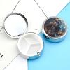 BTCOWZRV Round Pill Box with Mirror 3 Compartments Pill Organizer Portable Small Pill Case Weekly Monkey Playing Guitar Medecine Case for Purse, Pocket, Travel, Vitamin, Supplements, Silver view 3