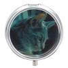 Round Pill Box with Mirror 3 Compartments Pill Organizer Portable Small Pill Case Weekly Cat Reading Book Medecine Case for Purse, Pocket, Travel, Vitamin, Supplements view 1