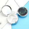 Round Pill Box with Mirror 3 Compartments Pill Organizer Portable Small Pill Case Weekly Cat Reading Book Medecine Case for Purse, Pocket, Travel, Vitamin, Supplements view 3