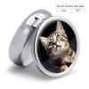 Round Pill Box with Mirror 3 Compartments Pill Organizer Portable Small Pill Case Weekly Cat Medecine Case for Purse, Pocket, Travel, Vitamin, Supplements view 2