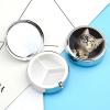 Round Pill Box with Mirror 3 Compartments Pill Organizer Portable Small Pill Case Weekly Cat Medecine Case for Purse, Pocket, Travel, Vitamin, Supplements view 3