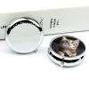 Round Pill Box with Mirror 3 Compartments Pill Organizer Portable Small Pill Case Weekly Cat Medecine Case for Purse, Pocket, Travel, Vitamin, Supplements view 4
