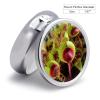 Round Pill Box with Mirror 3 Compartments Pill Organizer Portable Small Pill Case Weekly Carnivorous Plant Medecine Case for Purse, Pocket, Travel, Vitamin, Supplements view 2