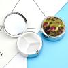 Round Pill Box with Mirror 3 Compartments Pill Organizer Portable Small Pill Case Weekly Carnivorous Plant Medecine Case for Purse, Pocket, Travel, Vitamin, Supplements view 3
