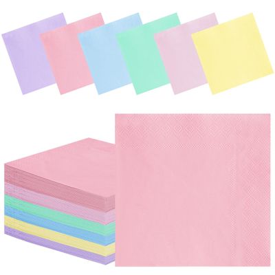 120 PCS Rainbow Party Napkins - Disposable 3 Ply Pastel Color Beverage Dinner Napkins for Baby Shower, Birthday, Wedding & Unicorn Theme Parties
