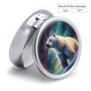 Round Pill Box with Mirror 3 Compartments Pill Organizer Portable Small Pill Case Weekly Northern Lights Polar Bear Medecine Case for Purse, Pocket, Travel, Vitamin, Supplements view 2