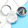 Round Pill Box with Mirror 3 Compartments Pill Organizer Portable Small Pill Case Weekly Northern Lights Polar Bear Medecine Case for Purse, Pocket, Travel, Vitamin, Supplements view 3