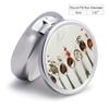BTCOWZRV Round Pill Box with Mirror 3 Compartments Pill Organizer Portable Small Pill Case Weekly Set of Spoons Medecine Case for Purse, Pocket, Travel, Vitamin, Supplements, Silver view 2