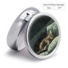 Round Pill Box with Mirror 3 Compartments Pill Organizer Portable Small Pill Case Weekly Cat Lying on The Sofa Medecine Case for Purse, Pocket, Travel, Vitamin, Supplements view 2