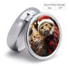 Round Pill Box with Mirror 3 Compartments Pill Organizer Portable Small Pill Case Weekly Christmas Cat Medecine Case for Purse, Pocket, Travel, Vitamin, Supplements view 2