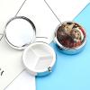 Round Pill Box with Mirror 3 Compartments Pill Organizer Portable Small Pill Case Weekly Christmas Cat Medecine Case for Purse, Pocket, Travel, Vitamin, Supplements view 3
