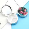 Round Pill Box with Mirror 3 Compartments Pill Organizer Portable Small Pill Case Weekly Roses on Table Medecine Case for Purse, Pocket, Travel, Vitamin, Supplements view 3