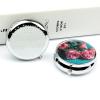 Round Pill Box with Mirror 3 Compartments Pill Organizer Portable Small Pill Case Weekly Roses on Table Medecine Case for Purse, Pocket, Travel, Vitamin, Supplements view 4