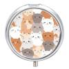 Round Pill Box with Mirror 3 Compartments Pill Organizer Portable Small Pill Case Weekly Orange Cats Medecine Case for Purse, Pocket, Travel, Vitamin, Supplements view 1