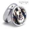 Round Pill Box with Mirror 3 Compartments Pill Organizer Portable Small Pill Case Weekly Cute French Bulldog Medecine Case for Purse, Pocket, Travel, Vitamin, Supplements view 2