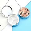 BTCOWZRV Round Pill Box with Mirror 3 Compartments Pill Organizer Portable Small Pill Case Weekly Cute Cat Paw Medecine Case for Purse, Pocket, Travel, Vitamin, Supplements, Silver view 3