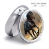 BTCOWZRV Round Pill Box with Mirror 3 Compartments Pill Organizer Portable Small Pill Case Weekly Horse on Lawn Medecine Case for Purse, Pocket, Travel, Vitamin, Supplements, Silver view 2