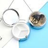 BTCOWZRV Round Pill Box with Mirror 3 Compartments Pill Organizer Portable Small Pill Case Weekly Horse on Lawn Medecine Case for Purse, Pocket, Travel, Vitamin, Supplements, Silver view 3