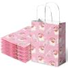 24Pcs Christmas Paper Gift Bags Pink Santa Claus Xmas Tree Party Favor Bags with Handle Goodie Candy Treat Bags for Christmas Holiday Baby Shower view 1