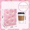 24Pcs Christmas Paper Gift Bags Pink Santa Claus Xmas Tree Party Favor Bags with Handle Goodie Candy Treat Bags for Christmas Holiday Baby Shower view 2
