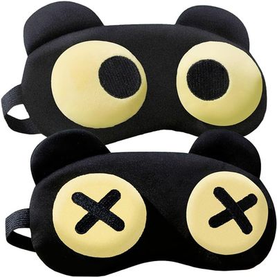 2PCS Cute Eye Mask for Sleeping - Soft Lightweight Eye Cover with Adjustable Strap, Funny Sleep Mask, Eyeshade Covers, Sleeping Mask for Women Men Travel Nap Blindfold Game