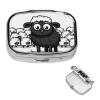 Pill Case Rectangle Pill Box with 3 Compartment Cartoon Black White Sheep Pill Organizer Waterproof Medicine Organizer Box for Travel Metal Pill Containers for Medication Planner view 1