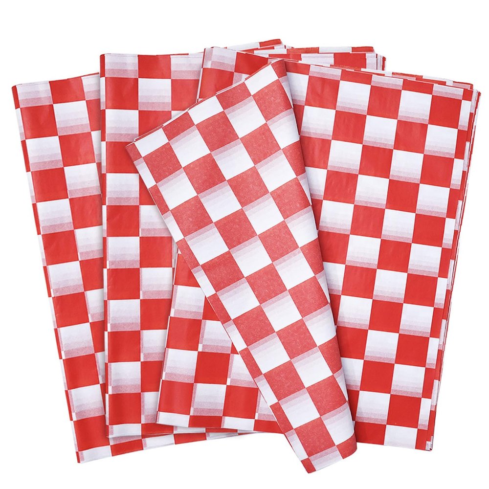 MUNILAIL 100 Sheets Checkered Tissue Paper 14 x 20 Inches Red and White Gift Wrapping Paper Race Car Art Papers for Birthday Party Decorations