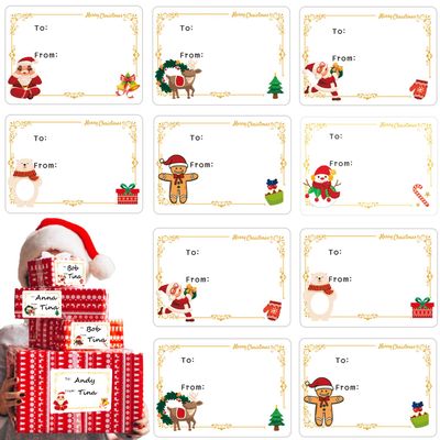 150 Pcs Christmas Tags, Self Adhesive Xmas Gift Tags Christmas Labels Stickers Christmas Name Labels for Present Party Bags Cards Envelope