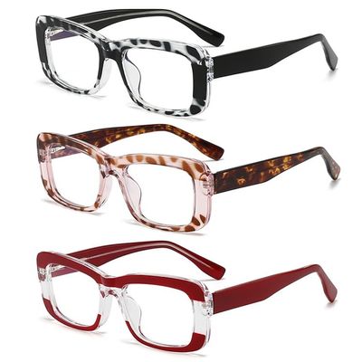 bullabulling 3Pack Oprah Style Square Reading Glasses with Spring Hinge Blue Light Blocking Ladies Stylish Readers Z05 (1c, 0, x)