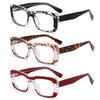 bullabulling 3Pack Oprah Style Square Reading Glasses with Spring Hinge Blue Light Blocking Ladies Stylish Readers Z05 (1c, 0, x) view 1