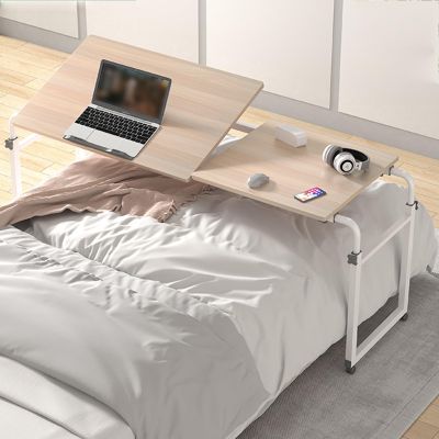 Mobility Table Over Bed,Overbed Table with WheelsComputer Desk Standing Workstation,Height and Length Adjustable Mobile Table,Mobile desk suitable for bedroom/study/living room (Color : Light color