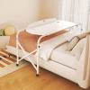 Bedtable, Bed Table with Wheels, Overbed Table with 4 Wheels, Over Bed Desk Queen Size Mobile Computer Desk with Adjustable Height & Length, Nursing Table for Home/Hospital (Color : White-B, view 1
