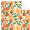 WRAPAHOLIC Orange Fruits Wrapping Paper Roll - Mini Roll - 17 Inch x 9.8 Feet - Orange and Leaves Design, Perfect for Summer, Birthday, Wedding, Bridal Shower view 2