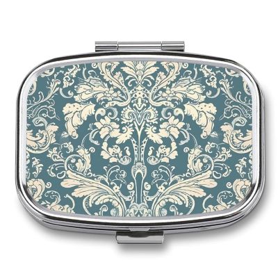 JEKYQ Pill Box Pill Case for Woman Weekly Pill Organizer Pattern in Light Blue Tones Small Pillbox Pill Container with 3 Compartments Portable Vitamin Holder Boxes for Travel Medicine Organizer