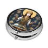 zhanglutian Statue of Godround Pill Box, 3 Compartment Round Pill Box Organizer, Portable Travel Pill Box for Traveling., Black view 2
