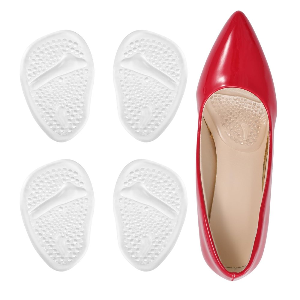Ball of Foot Cushions for Women, High Heel Comfort Pads, Metatarsal Pads, Shoe Inserts Cushions for Women,Heel Pads for Shoes,Weight Shifting Insoles for High Heel(2 Pairs) (Clear)