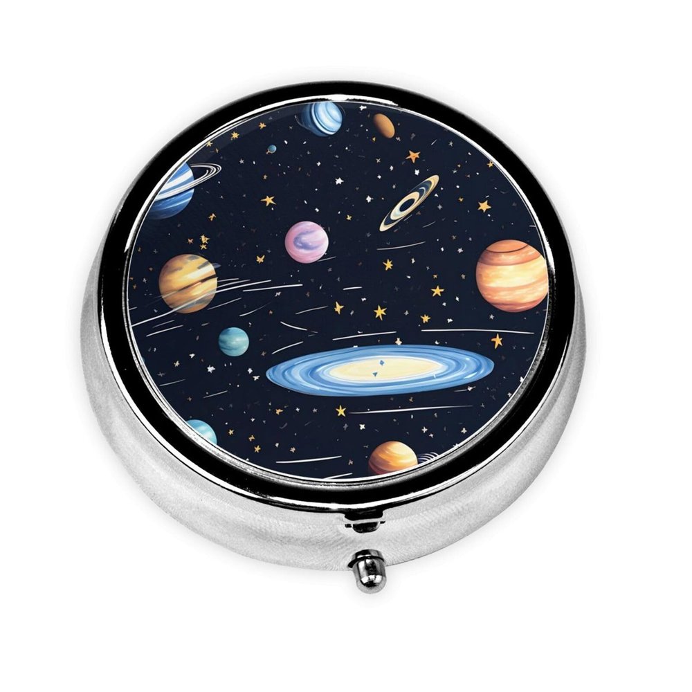 The Solar Familyround Pill Box, 3 Compartment Round Pill Box Organizer,* Portable Travel Pill Box for Traveling.