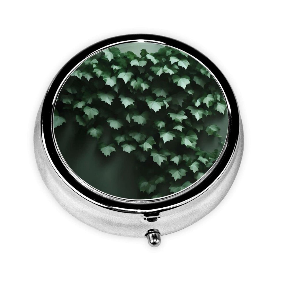 Green Creeperround Pill Box, 3 Compartment Round Pill Box Organizer, Portable Travel Pill Box for Traveling.