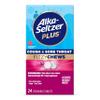 Alka-Seltzer Plus Cough & Sore Throat Fizzy Chews, No Water Needed, On The Go Sore Throat Relief for Adults, Raspberry Flavor, 24 Count view 1