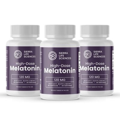 SIERRA LIFE SCIENCES - 120 mg High Dosage Melatonin Max in Easy-to-Swallow Capsules - 30 Servings (Pack of 3)