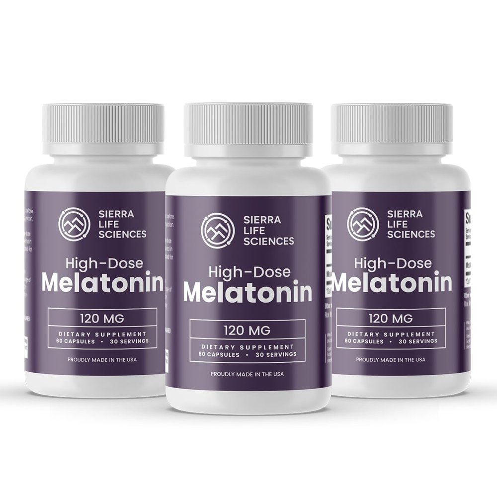 SIERRA LIFE SCIENCES - 120 mg High Dosage Melatonin Max in Easy-to-Swallow Capsules - 30 Servings (Pack of 3)