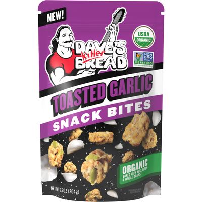 Dave's Killer Bread Toasted Garlic Organic Snack Bites, Garlic Organic Snacks, 7.2 oz