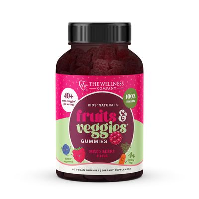 The Wellness Company Kids Naturals Fruits & Veggie Gummies Daily Nutrition Support | 60ct (1 Month Supply)